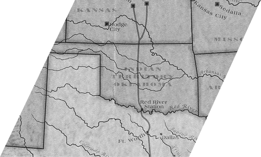 1867-1889 - Chisholm Trail is carved and has 5,000,000 head of cattle moved over it to reach Kansas